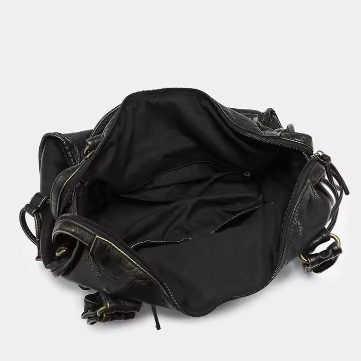 Vintage Look Schultertasche Damen mit Reißverschluss