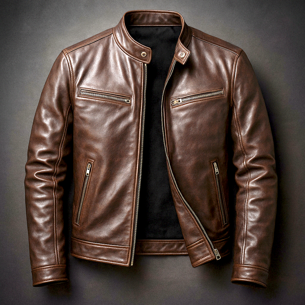 Vento | Klassische Herren Lederjacke im Vintage-Stil 0